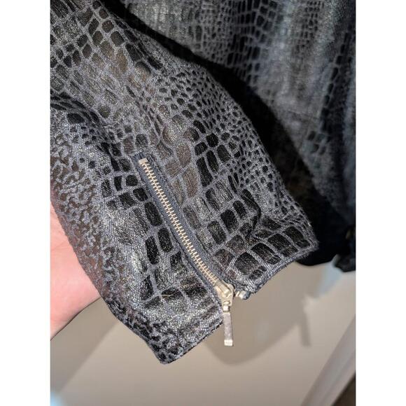 Rachel Adams Jacket Womens Size XL Blue Snake Print Full Zip Edgy Chic - Picture 5 of 5